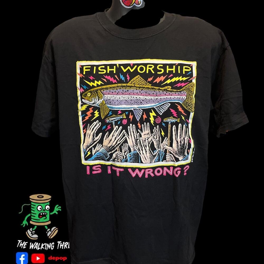 Ray Troll 1999 Fish Worship Art Vintage Graphic Shirt Size XL